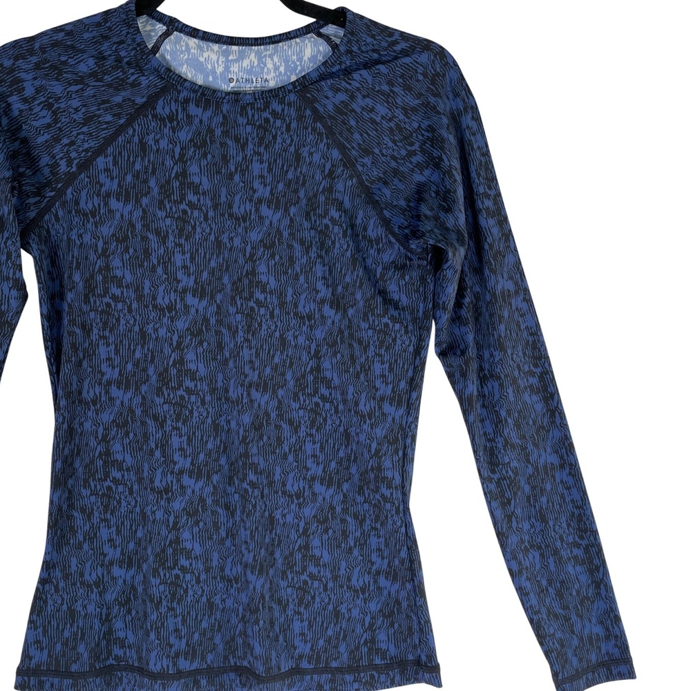Athleta Blue Long Sleeve Top Small Stretch Activewear Athletic Training